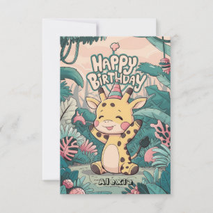 Dreamy Happy Giraffe Birthday Card