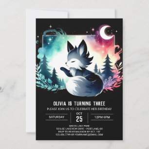 Dreamy Happy Wolf Birthday Invitation