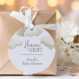 Dreamy Heaven Sent Blue Boy Baby Shower Favour Tags