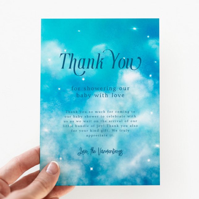 Dreamy Heaven Sent Boy Baby Shower Thank You Card (Creator Uploaded)