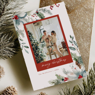 Dreamy Holiday Watercolor Floral Christmas Card