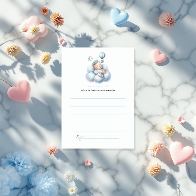 Dreamy Hot Air Balloon Cloud 9 Baby Shower Advice Card (Dreamy Hot Air Balloon Cloud 9 Baby Shower Advice Card)