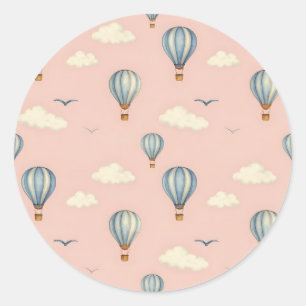 Dreamy Hot Air Balloon Sky Pattern Classic Round Sticker