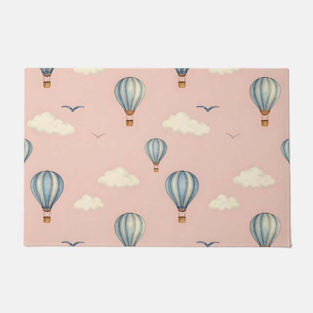 Dreamy Hot Air Balloon Sky Pattern Doormat (Front)
