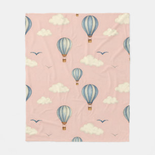 Dreamy Hot Air Balloon Sky Pattern Fleece Blanket