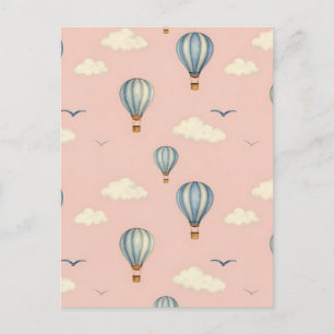 Dreamy Hot Air Balloon Sky Pattern Postcard