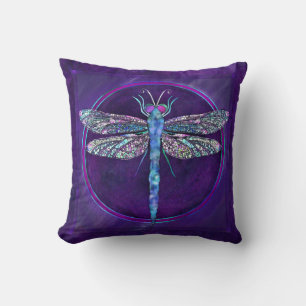 Dreamy Jewel-toned Dragonfly Square Pillow