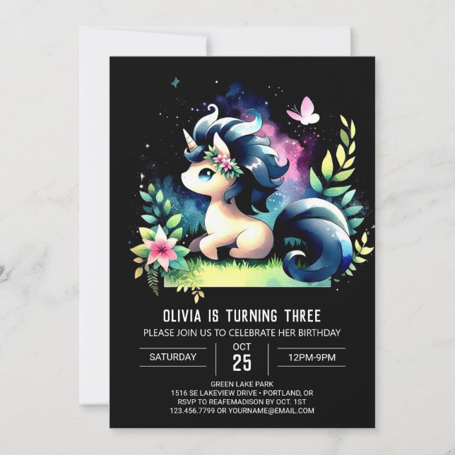 Dreamy Jungle Horse Birthday Invitation (Front)