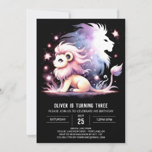 Dreamy Kids Lion Birthday Invitation