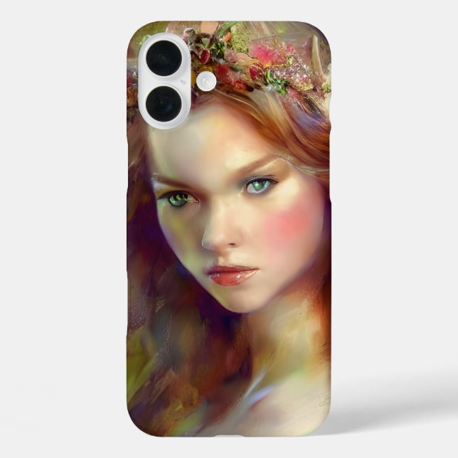 Dreamy kitschy Maiden with Flower Wreath AI Art Case-Mate iPhone Case (Back)