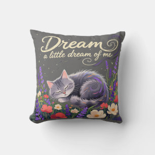 Dreamy Kitten in Glowing Wildflower Garden Art Cushion