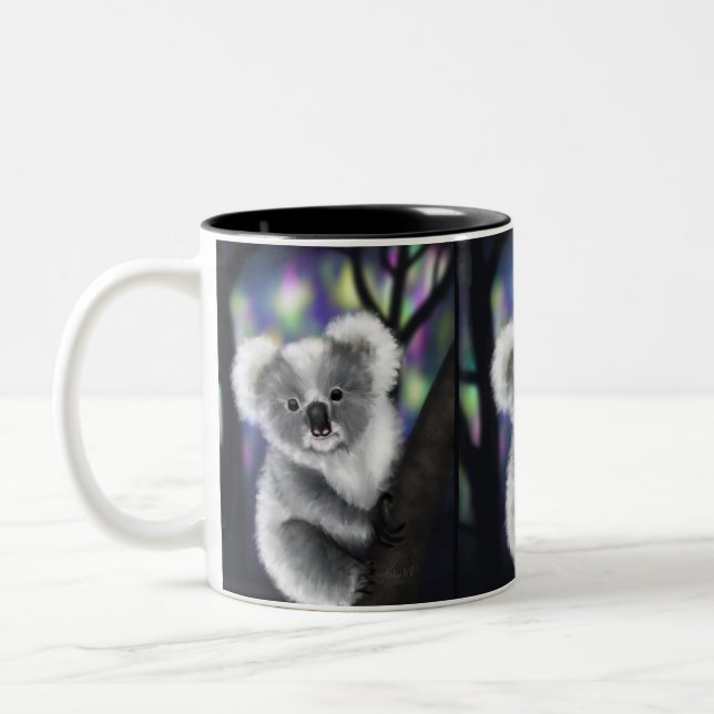 Dreamy Koala in an Enchanted Forest  Two-Tone Coffee Mug (Left)