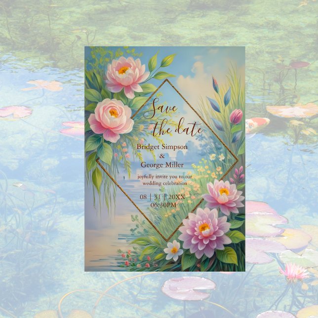 Dreamy Lakeside Garden wedding save the date  Invitation (Creator Uploaded)