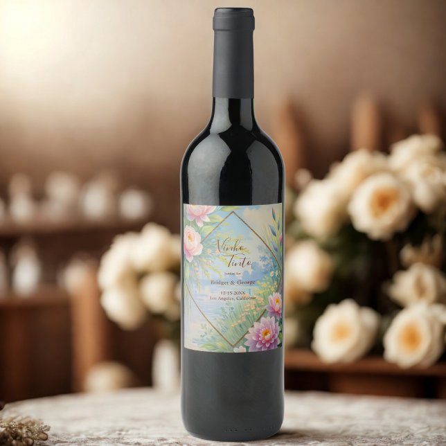 Dreamy Lakeside Garden Wedding Wine Label (Creator Uploaded)