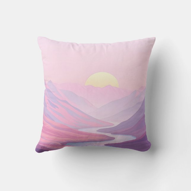 Dreamy Landscape in Pastel Hues Cushion (Back)