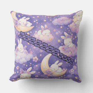 Dreamy Lavender Bunny Nursery Pillow 