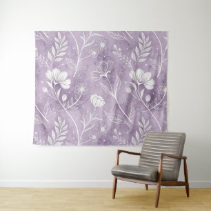 Dreamy Lavender Floral Wall Tapestry – 68" x 80"