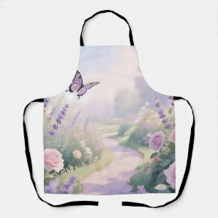 Dreamy Lavender Rose Garden Butterfly Path Apron