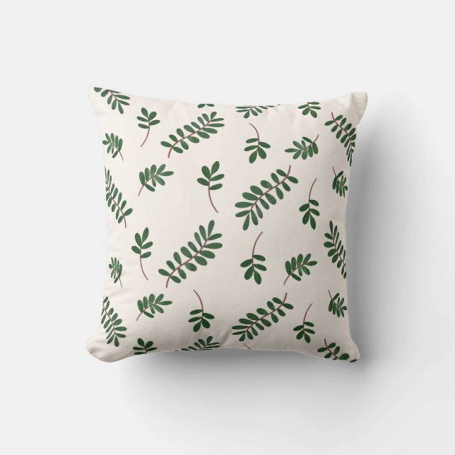 "Dreamy Leaves" Playful Leaf Pattern Design Cushion (Front)