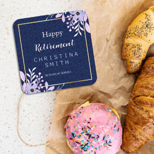 Dreamy Lilac Pastel Watercolor Retirement Party Square Paper Coaster