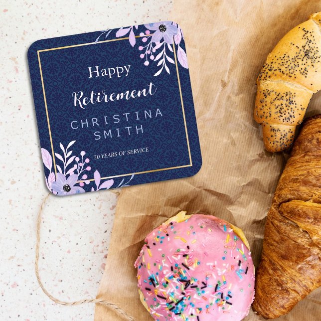 Dreamy Lilac Pastel Watercolor Retirement Party Square Paper Coaster (Dreamy Lilac Pastel Watercolor Retirement Party Square Paper Coaster)