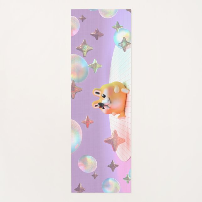 Dreamy little bear, bubbles, and stars- yoga mat (Front)