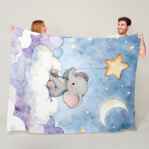 Dreamy little elephant premium fleece thrown blank blanket