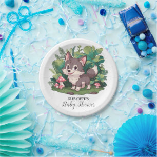 Dreamy Little Wolf Baby Shower Paper Plate