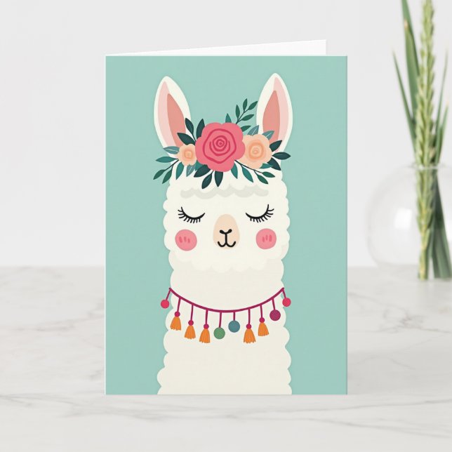 Dreamy Llama Birthday Card (Front)