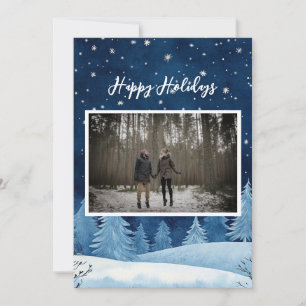 Dreamy Magical Navy Blue Minimalist Holiday Photo  Card