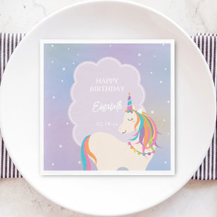 Dreamy Magical Rainbow Unicorn Girl Birthday Party Napkin