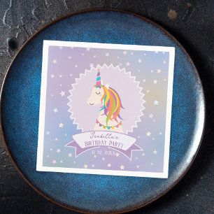 Dreamy Magical Rainbow Unicorn Girly Birthday Napkin