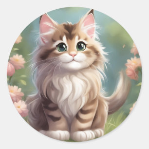 Dreamy Maine Coon Classic Round Sticker