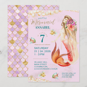 Dreamy Mermaid Birthday Party Invitation