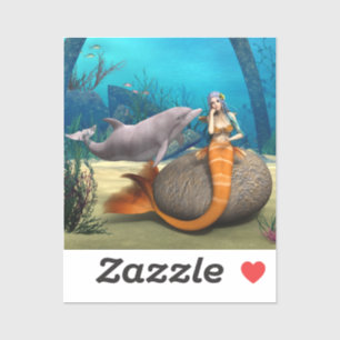 Dreamy Mermaid Dolphin Underwater Fantasy Art