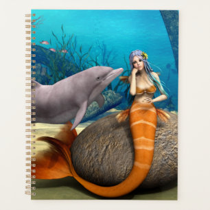Dreamy Mermaid Dolphin Underwater Fantasy Art Planner