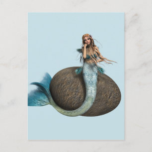 Dreamy Mermaid Dolphin Underwater Fantasy Art Postcard