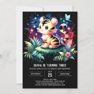 Dreamy Minimalist Tiger Birthday Invitation
