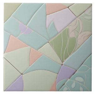 Dreamy Mint Abstract Modern Pastel Faux Mosaic Ceramic Tile