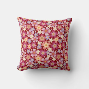 Dreamy Mixed Blossoms (Red) Floral Cushion