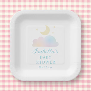 Dreamy Moon and Stars Cloud Nine Baby Shower Paper Plate