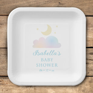 Dreamy Moon and Stars Cloud Nine Baby Shower Paper Plate