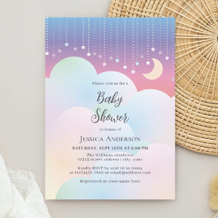 Dreamy Moon and Stars Gender Neutral Baby Shower Invitation