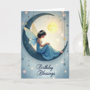 Dreamy Moon Angel Birthday Card