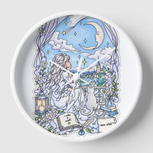 Dreamy Moon Child™ White Wall Clock Wish