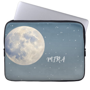 Dreamy Moon & Clouds Blue Sky Design Laptop Sleeve
