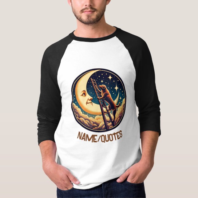 Dreamy Moon & Dog Climbing Ladder T-Shirt (Front)