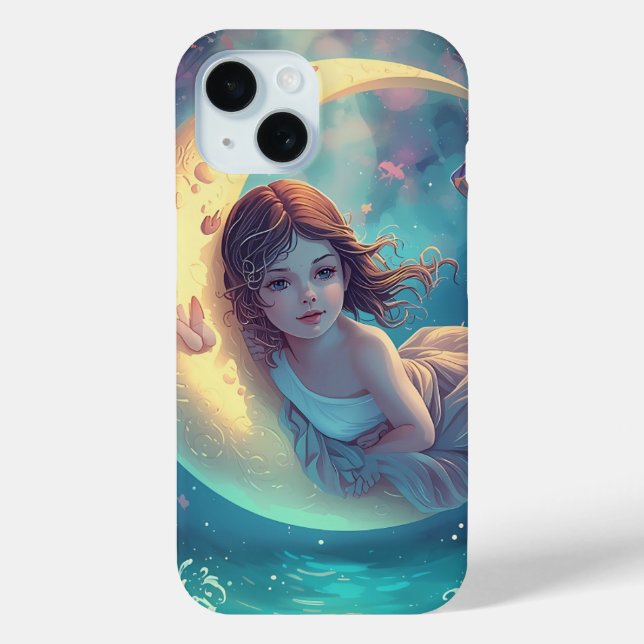 Dreamy Moon Girl iPhone Case Design | Cute Baby Mo (Back)