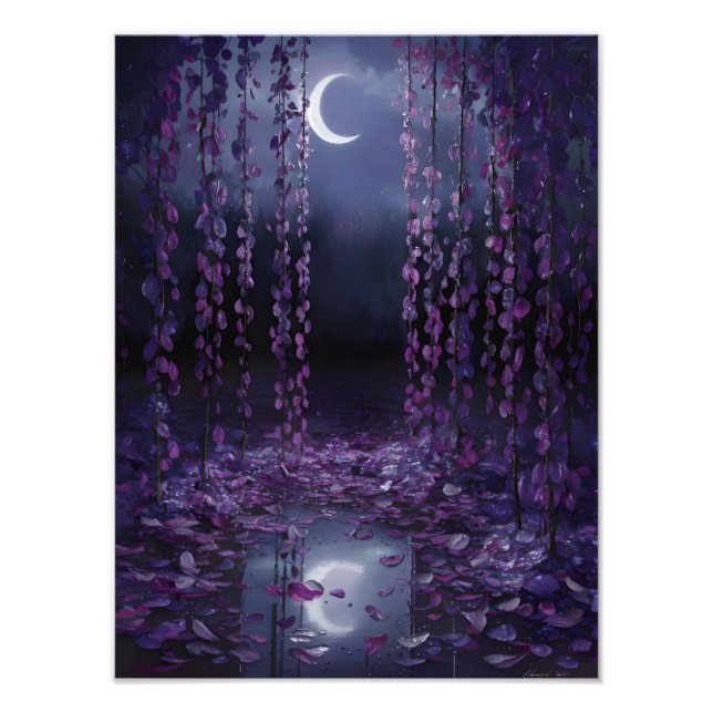 Dreamy Moonlight Willow Tree Photo Print (Front)