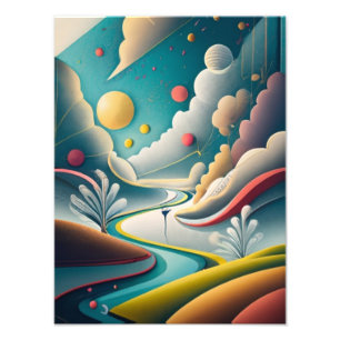 Dreamy Mountain Landscape in Pastel Hues Photo Print